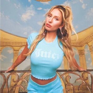 Juicy Couture x F21 Blue Cropped T-Shirt